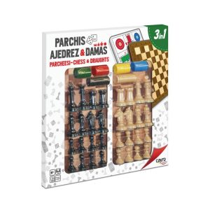 TABLERO PARCHIS AJEDREZ 40x40 CON ACCESORIOS