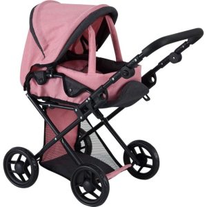 COCHE CAPOTA CON CAPAZO ROSA Y NEGRO 66 CMS DE ALTO